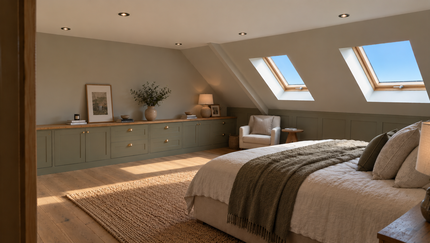 Illustrative completed loft conversion bedroom