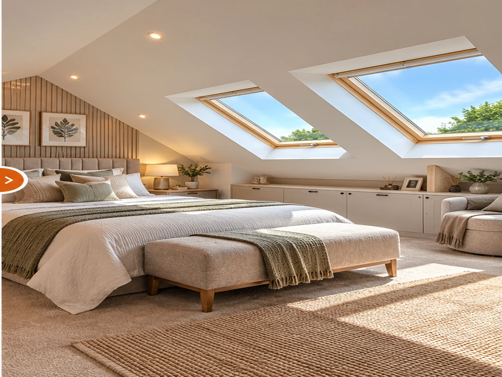 Illustrative completed loft conversion bedroom